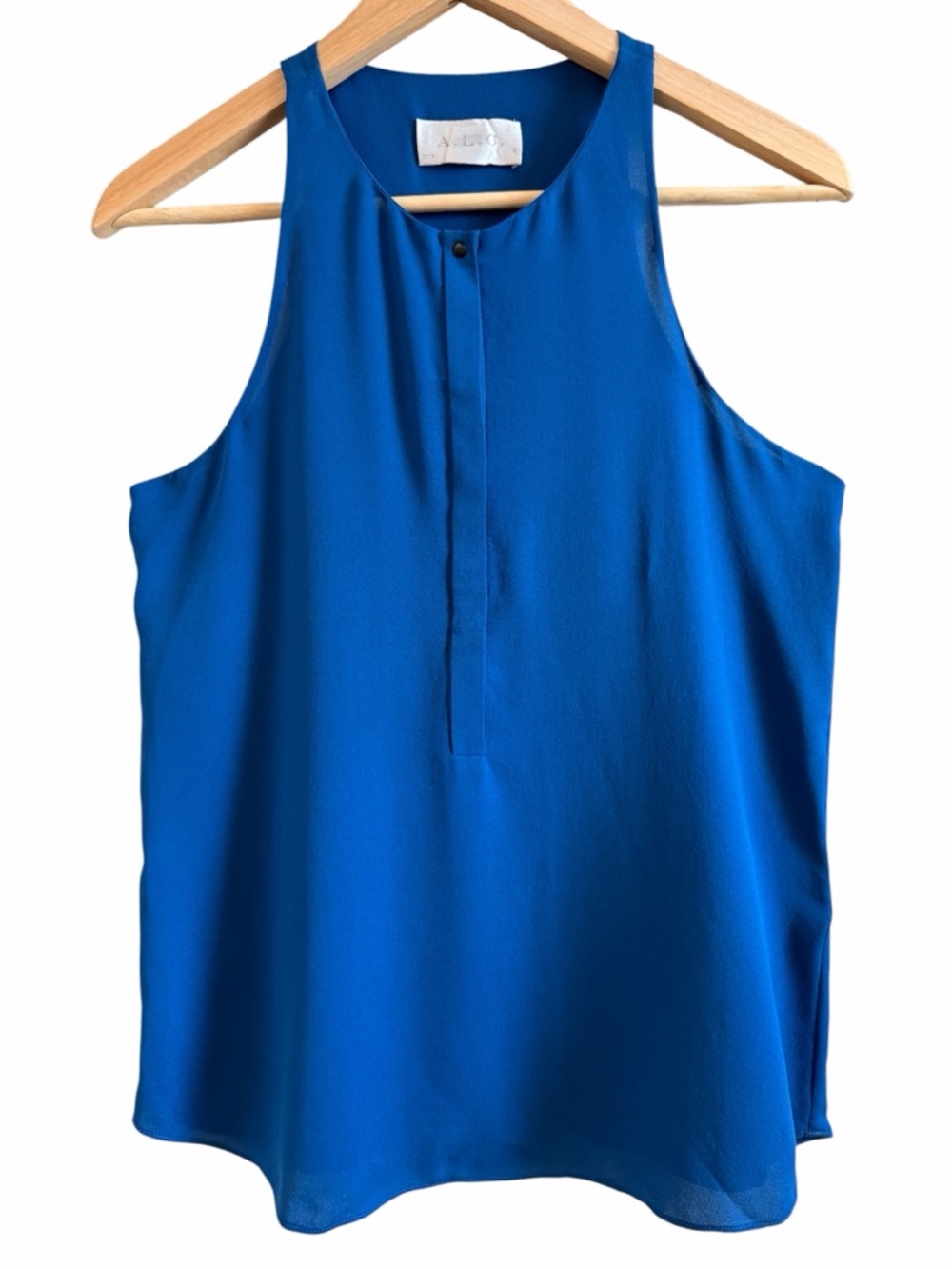 A.L.C. Tank Top Blouse Womens Size XS Blue 100% Silk Sleeveless Button Placket